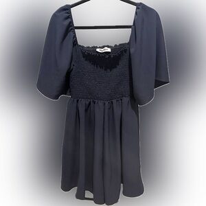 Haptics- Navy Blue Ruffled Romper